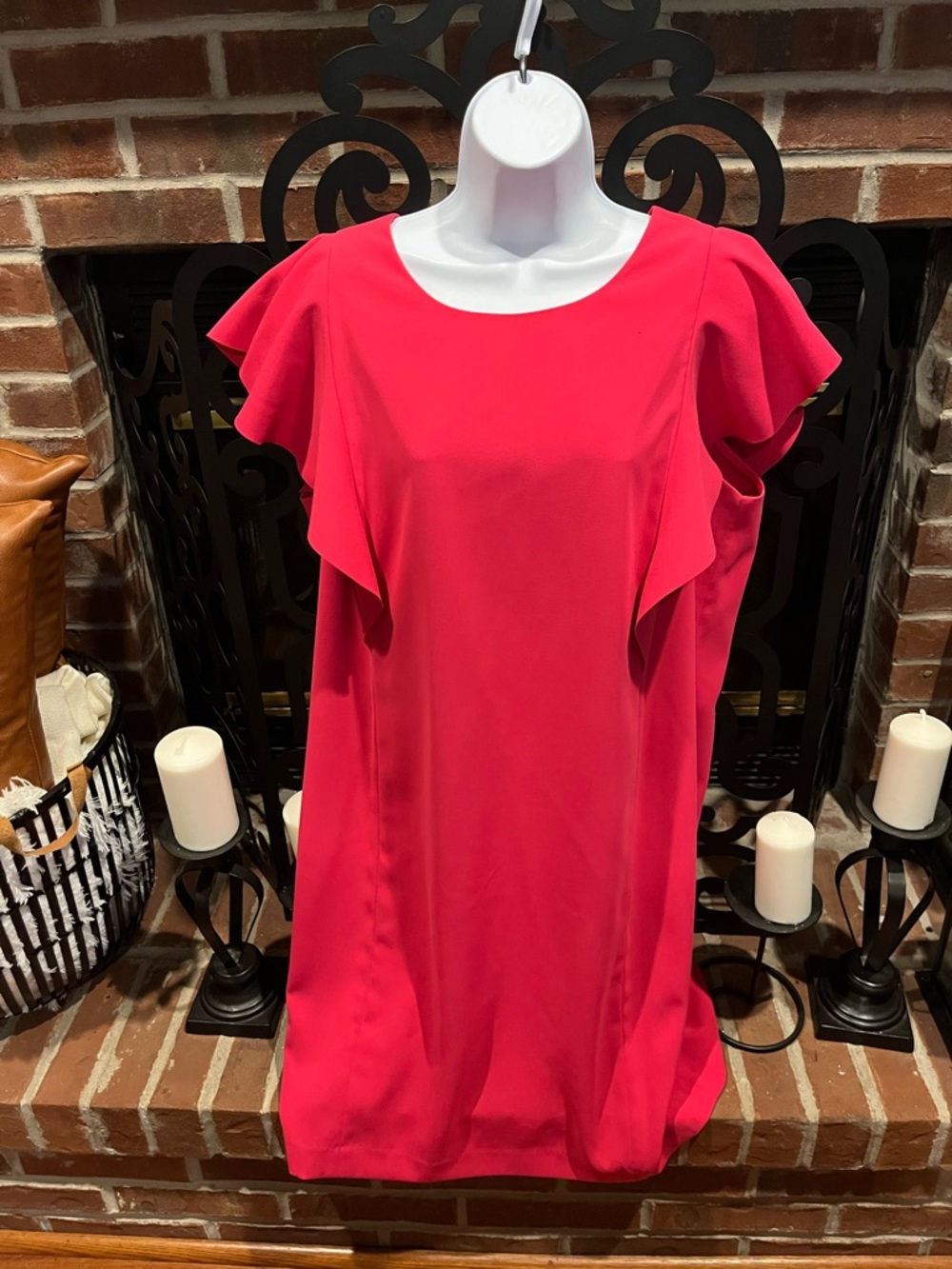 Lord & Taylor Pink Ruffle Sleeve Midi Dress Size:16w